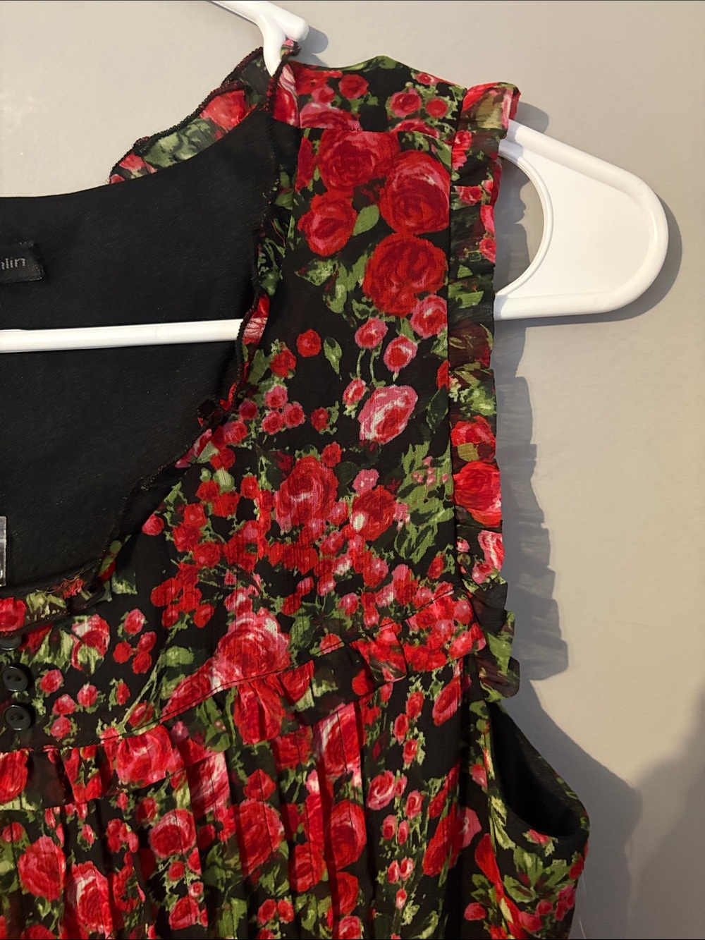 NWT Red Rose Print Sleeveless Shift Dress with Pockets Sz 12 - Picture 7 of 9